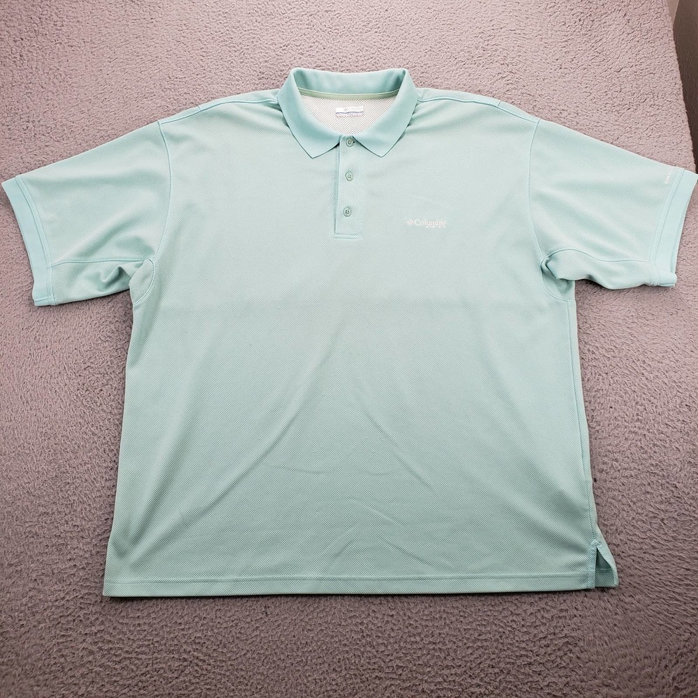 Columbia Shirt Mens 2XL Green Short Sleeve Fishing Outdoor Boating‎ Polo
